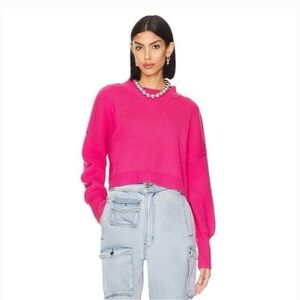 FREE PEOPLE Easy Street Crop Pullover in Pink Firework Size Small